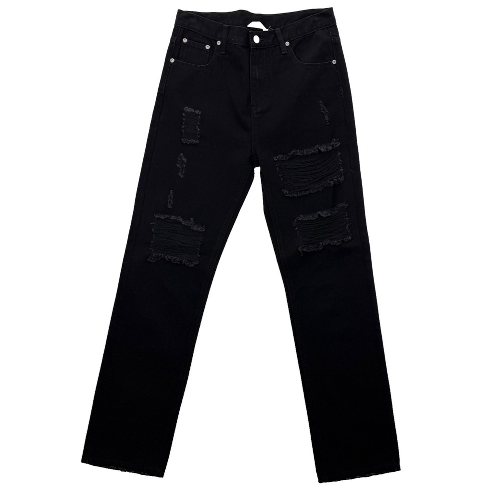 Grey Lab Los Angeles Jeans Women's Distressed Straight Black W28 L30 Sample